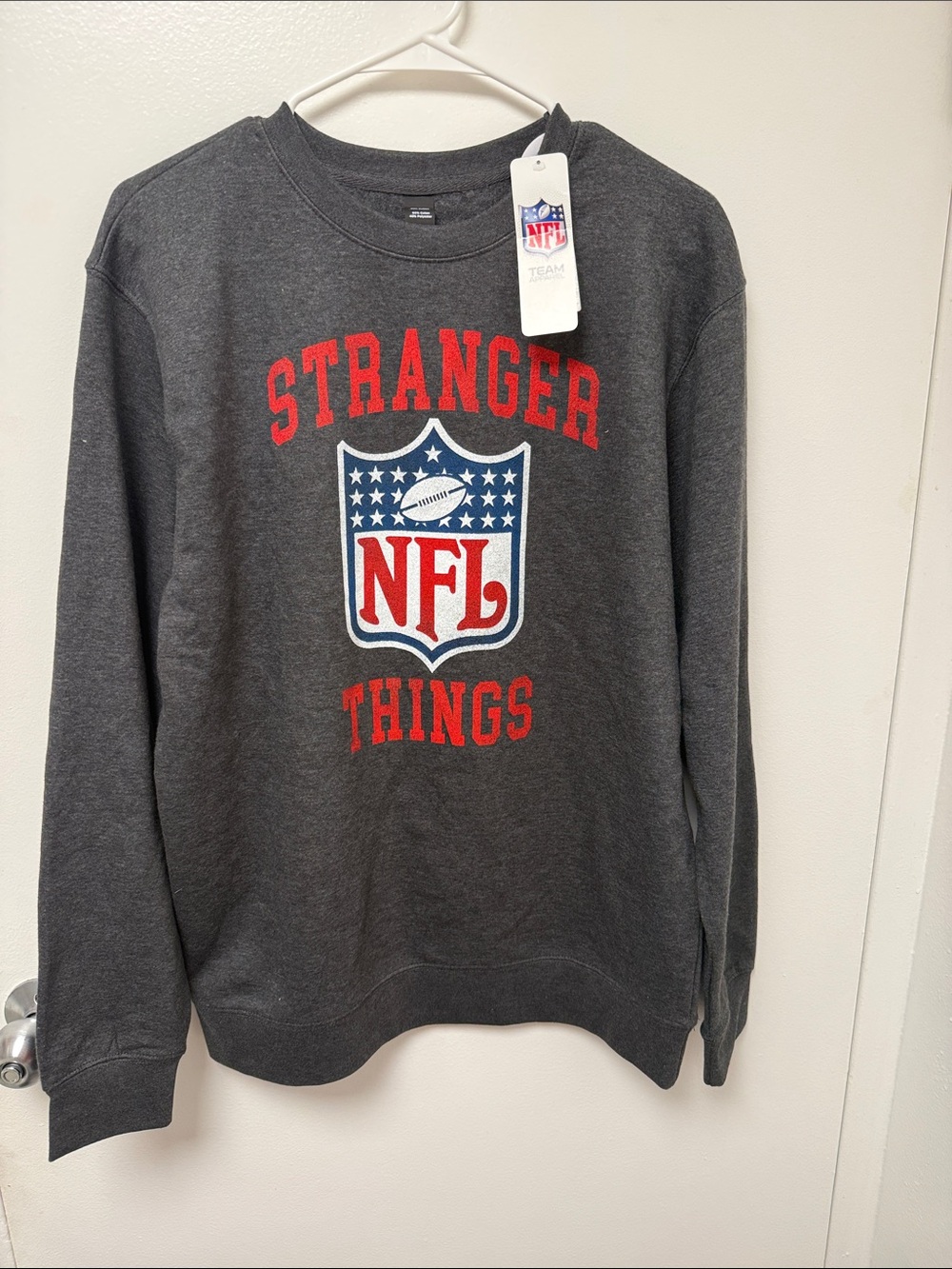 Charcoal Stranger Things x NFL Graphic Crewneck Sweater